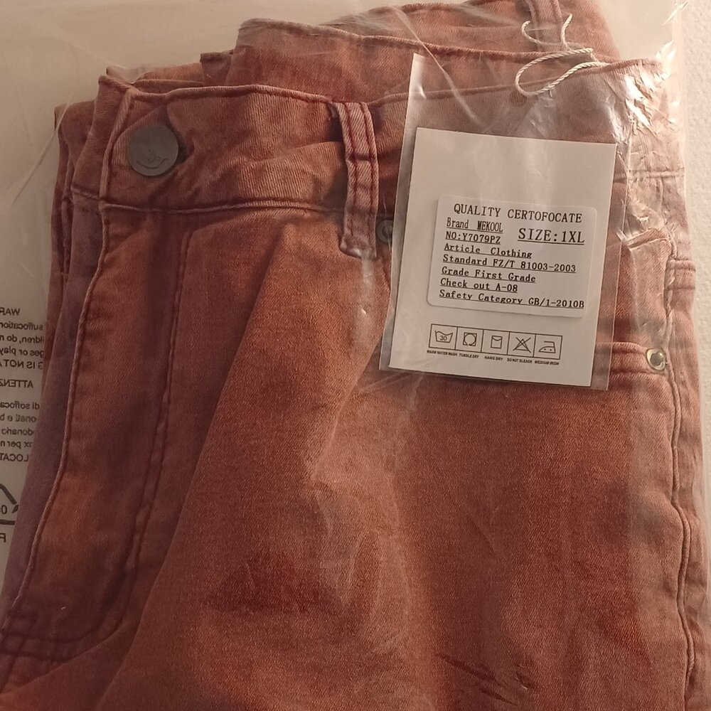 NWT Red Blue Jeans Stretchy Denim Colorblock 1XL 1X 14 16 Straight Leg Skinny